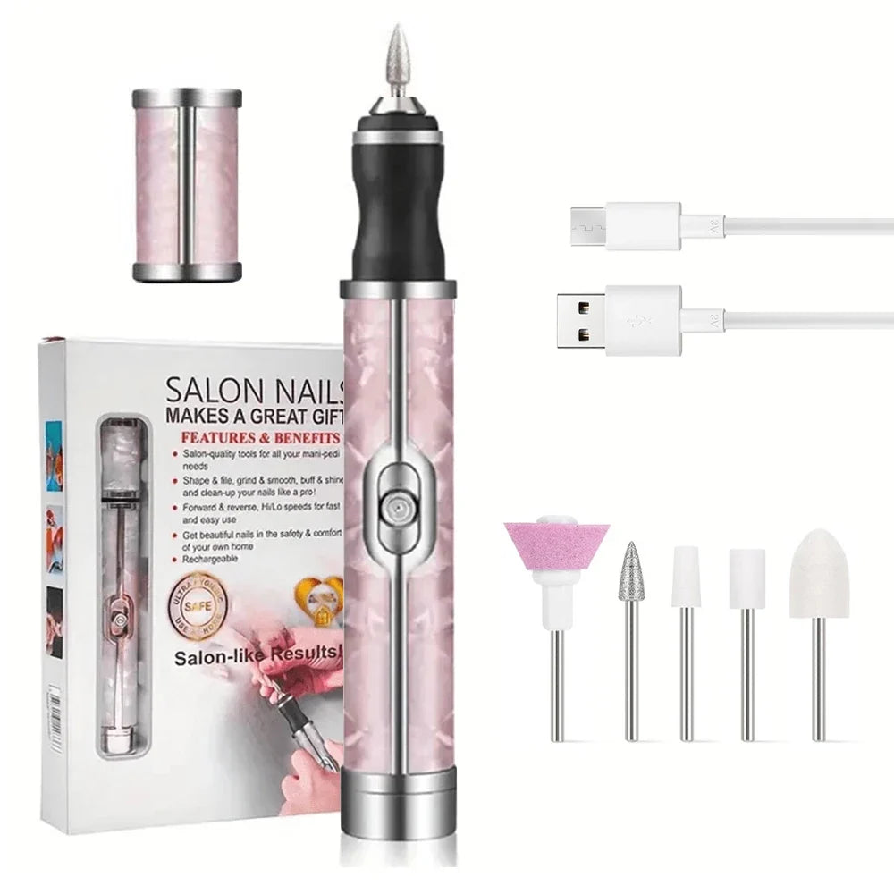 LINMANDA Rechargeable Electric Nail Grinder Nail Polishing Machine Portable Mini Electric Driil Pedicure Kit for Home Salon