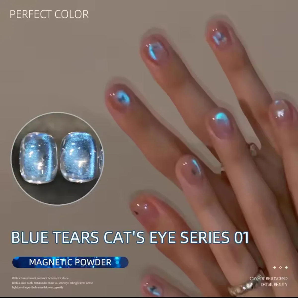 MIANEL Blue Tears Cat Eye Nail Polish Unique Blue Color and Magnetic Powder Create a Dreamy and Romantic Blue Nail Art Effect