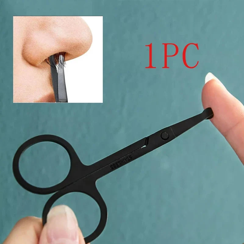 Unisex Stainless Steel Black Round Head Safe Nose Hair Scissors (Do Not Hurt Nose)