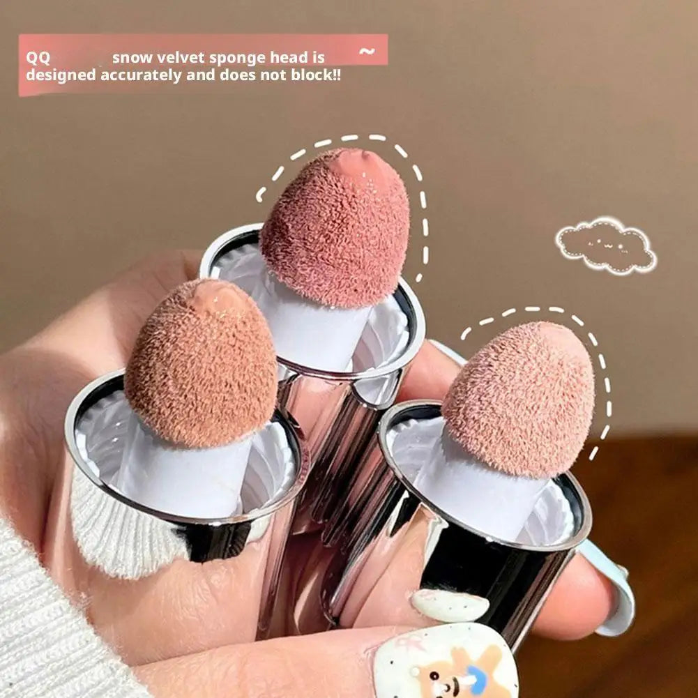 Liquid blusher sticks with soft sponge heads in rose and brown-pink tones