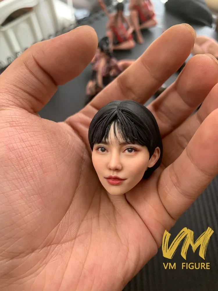 1/6 1/12 Super-realistic Woman Head Sculpture Beauty Head Painted Resin Model For 12" 6" Female Soldier Action Figure Body Doll