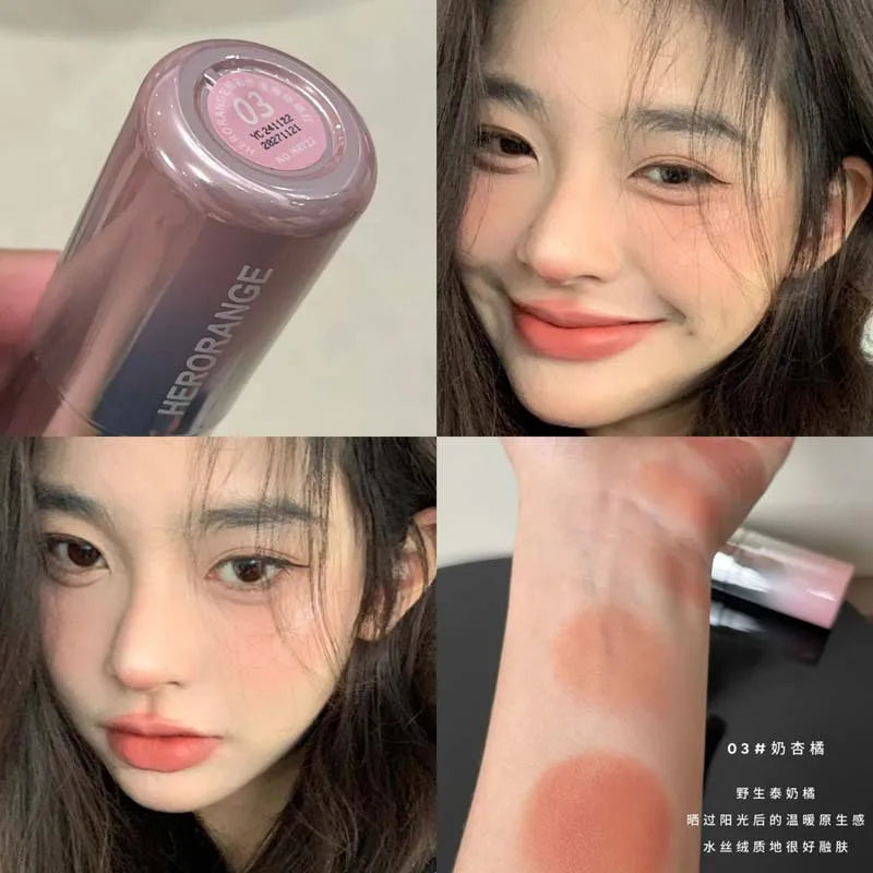 Peach Pink Plush Brush Liquid Blush Cheek Cream Smooth Long Lasting Velvet Matte Nude Apricot Orange Blusher Easy To Wear