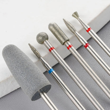 6pcs/set Diamond Sand Nail Files Drill Cuticle Polishing Bit Nail Grinding Head Electric Manicure Set for Removing Acrylic
