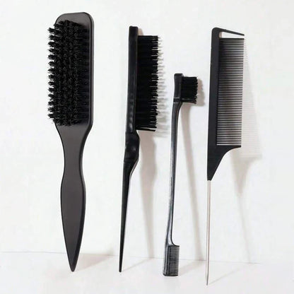 Bristle Slick Back Hair Brush for Sleek Ponytail Bun & Smoothing Baby Hairs, Flyaways, Edge Control - Backcombing & Teasing