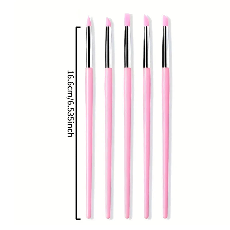 5Pcs/set Silicone Nail Brush UV Gel Polish Tip 3D Image DIY Dotting Polish Brushes Pen Professional DIY Manicure Tools