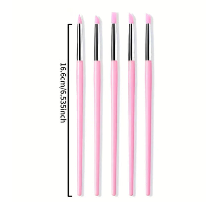 5Pcs/set Silicone Nail Brush UV Gel Polish Tip 3D Image DIY Dotting Polish Brushes Pen Professional DIY Manicure Tools