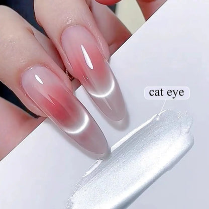 1-9pcs TC Flow Light White Cat Eye Gel Nail Polish Ultra Shine Soak Off UV Gel Mirror Glass Cat Magnet Gel Varnish Nail Supplies