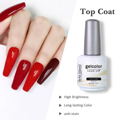 Arte Clavo Top Gel Polish 15ml Semi Permanent Varnish Function Gel Base Super Top Coat Transparent Gel Nails Soak Off Gel