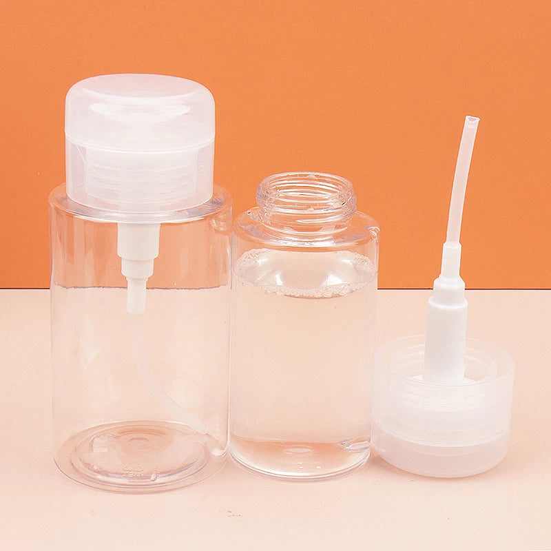 1 Pcs Refillable Bottles Push-type Bottling Empty Pump Dispenser Bottle for Nail Polish and Makeup Remover Bottle Packaging