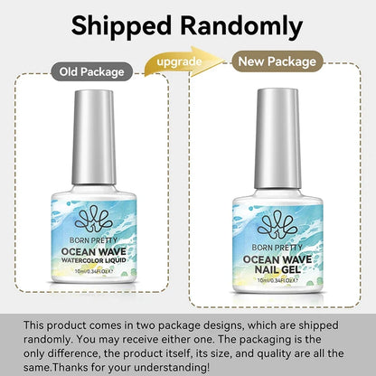 BORN PRETTY 10ml Ocean Wave Watercolor Liquid Gel Polish Stroke White Watercolor 3 Seconds Spread Lace Hollow Gradient Nail Art