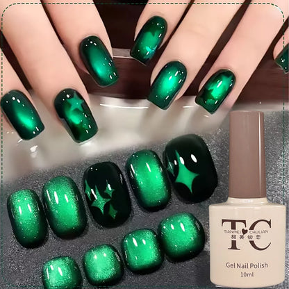 1-9pcs TC Flow Light White Cat Eye Gel Nail Polish Ultra Shine Soak Off UV Gel Mirror Glass Cat Magnet Gel Varnish Nail Supplies