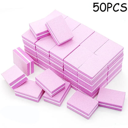 50Pcs Professional Mini Nails Art buffer File 100/180 Sandpaper Manicure Tips Care File Sanding Polishing Accessories Tools