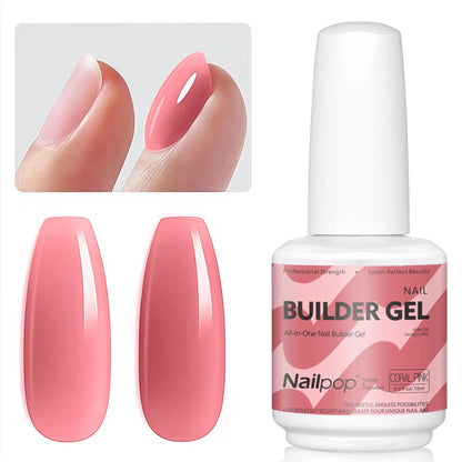 Nailpop 7-in-1 Builder Nail Gel HEMA/TPO Free Fast Building Gel Nail Polish 8 Colors Nail Tip Reinforcement and Extension 15ml