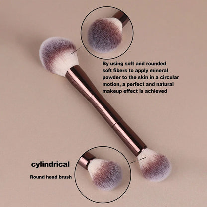 7pcs Professional Makeup Brush Set, Includes: 4pcs Dual-Ended Face Brushes, 1pc Angled Brush, 1pc Short Handle Foundation Brush,