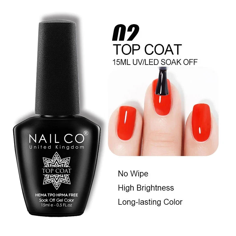 NAILCO 15ml Nails Art Gel Lack Polish Summer Hybrid Nail Varnish Manicure UV Top Coat Base HEMA TPO FREE Esmalte Nail Gel Polish