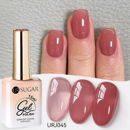 UR SUGAR 15ml Jelly Milky White Translucent Color Gel Polish Semi Permanent UV Gel Nail Art Soak Off Gel Varnish Latest Fashion