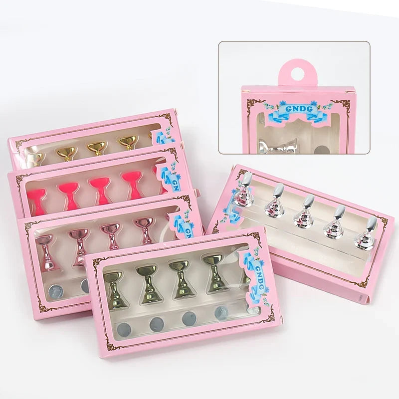 5pcs Chess Magnetic Nail Holder Acrylic Nail Tips Practice Display Stand Showing Shelf Gel Polish Display Stand Manicure Tools