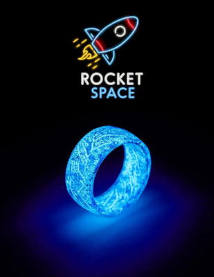 Blue luminous unisex ring with textured glow finish