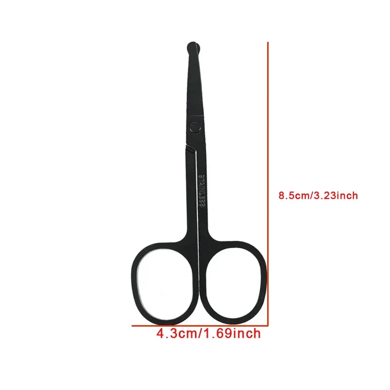 Unisex Stainless Steel Black Round Head Safe Nose Hair Scissors (Do Not Hurt Nose)
