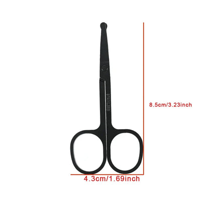 Unisex Stainless Steel Black Round Head Safe Nose Hair Scissors (Do Not Hurt Nose)