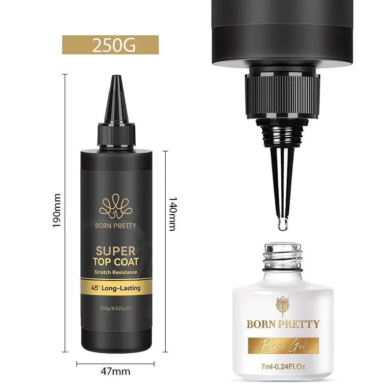 BORN PRETTY 250g Super Top Coat Professional Nail Art Soak Off Top Coat Long-lasting Anti-Stain Functional Gel Polish