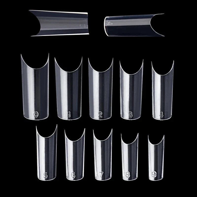 500 Pcs Curved C Fake Nail New Materials Top Quality Full Cover Nails Tips Transparent Gel Para Unha False Nails Beauty Products