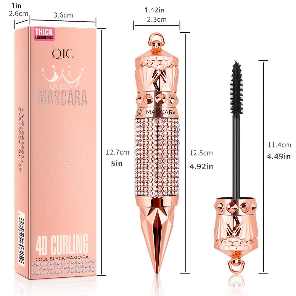 Scepter Mascara: Waterproof, Smudge-Proof, and Natural Thick Curling with a Rhinestone Decorative Shell - Elongate Your Eyelashes Instantly! - Renee Lane Company