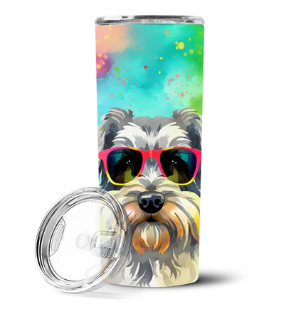 Schnauzer Hippie Dawg Stainless Steel Skinny Tumbler Vacuum Double Walled Reusable Insulated Tumbler Travel Cup for Coffee Cocktails Gift with Lid, 20 oz - Renee Lane Company