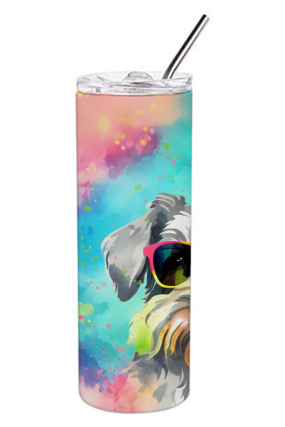 Schnauzer Hippie Dawg Stainless Steel Skinny Tumbler Vacuum Double Walled Reusable Insulated Tumbler Travel Cup for Coffee Cocktails Gift with Lid, 20 oz - Renee Lane Company