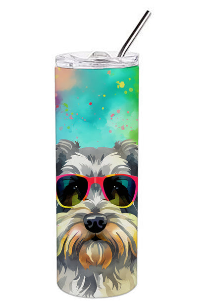 Schnauzer Hippie Dawg Stainless Steel Skinny Tumbler Vacuum Double Walled Reusable Insulated Tumbler Travel Cup for Coffee Cocktails Gift with Lid, 20 oz - Renee Lane Company