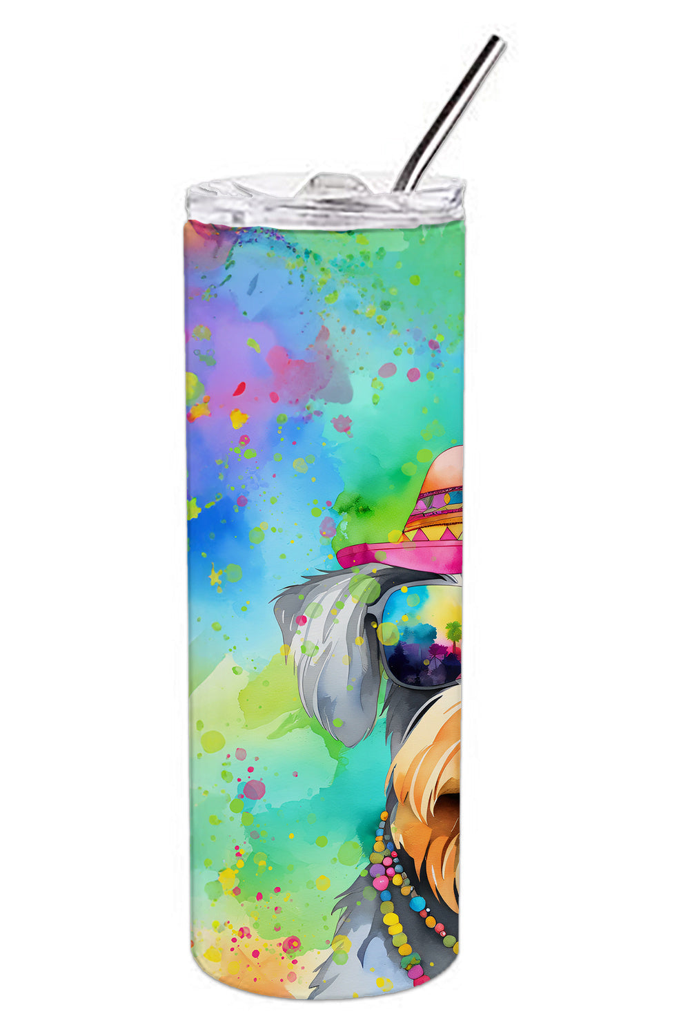 Schnauzer Hippie Dawg Stainless Steel Skinny Tumbler Vacuum Double Walled Reusable Insulated Tumbler Travel Cup for Coffee Cocktails Gift with Lid, 20 oz - Renee Lane Company