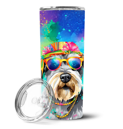 Schnauzer Hippie Dawg Stainless Steel Skinny Tumbler Vacuum Double Walled Reusable Insulated Tumbler Travel Cup for Coffee Cocktails Gift with Lid, 20 oz - Renee Lane Company