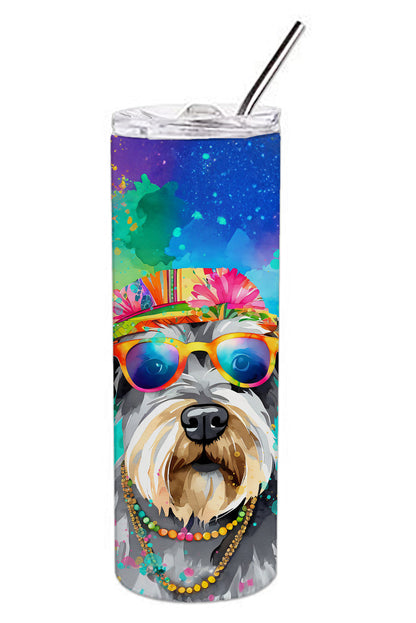 Schnauzer Hippie Dawg Stainless Steel Skinny Tumbler Vacuum Double Walled Reusable Insulated Tumbler Travel Cup for Coffee Cocktails Gift with Lid, 20 oz - Renee Lane Company