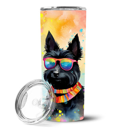 Scottish Terrier Hippie Dawg Stainless Steel Skinny Tumbler Vacuum Double Walled Reusable Insulated Tumbler Travel Cup for Coffee Cocktails Gift with Lid, 20 oz - Renee Lane Company