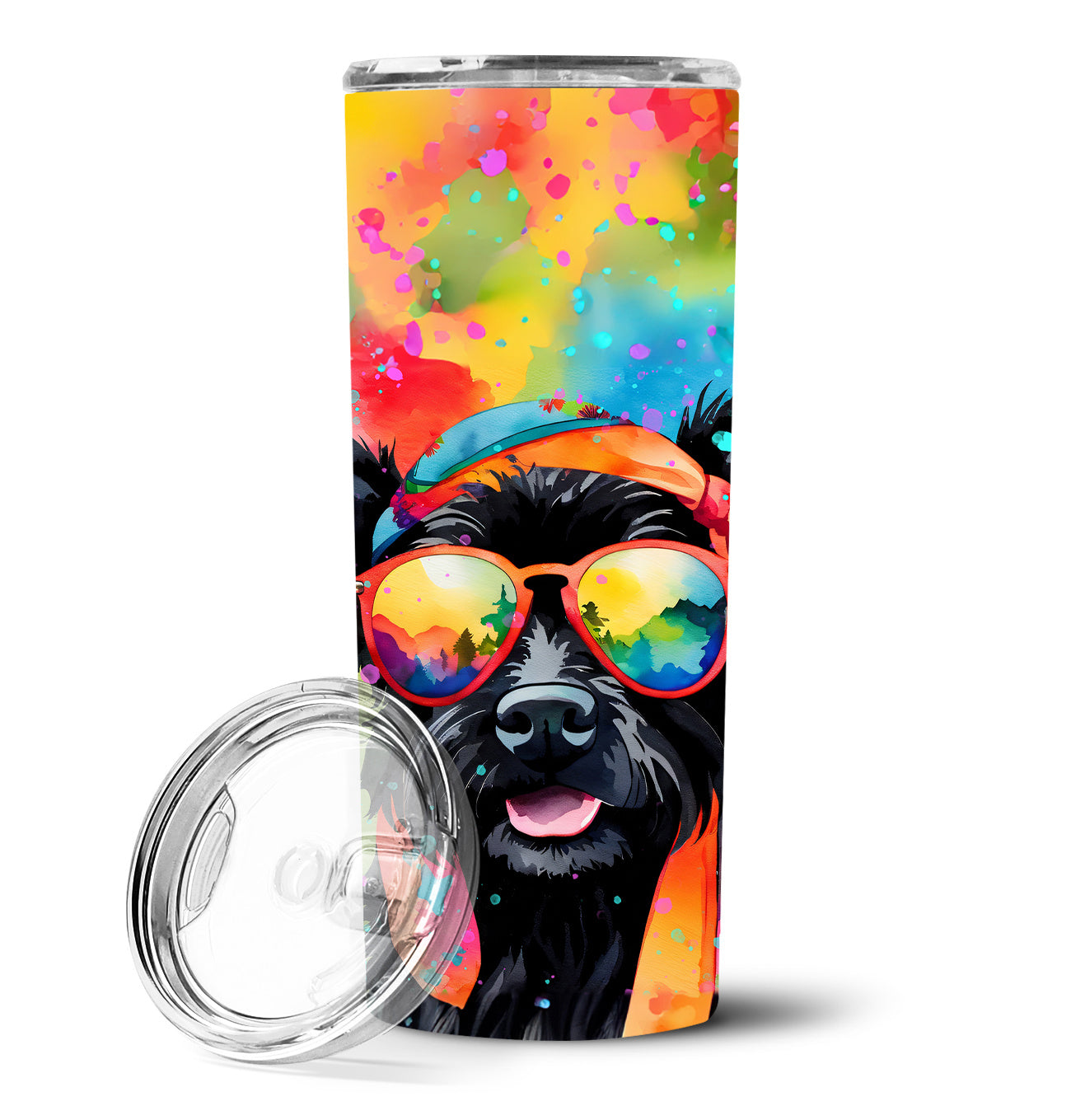 Scottish Terrier Hippie Dawg Stainless Steel Skinny Tumbler Vacuum Double Walled Reusable Insulated Tumbler Travel Cup for Coffee Cocktails Gift with Lid, 20 oz - Renee Lane Company