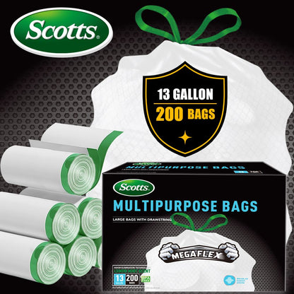 Scotts 200 Bags 13 Gallon Boxed Disposable Non Tear Puncture Tear Resistant Trash Bags, deodorization technology Kitchen Drawstring Garbage Bags, Fresh Clean Scent With Lemon Scent, - Renee Lane Company