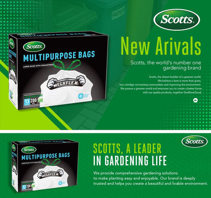 Scotts 200 Bags 13 Gallon Boxed Disposable Non Tear Puncture Tear Resistant Trash Bags, deodorization technology Kitchen Drawstring Garbage Bags, Fresh Clean Scent With Lemon Scent, - Renee Lane Company