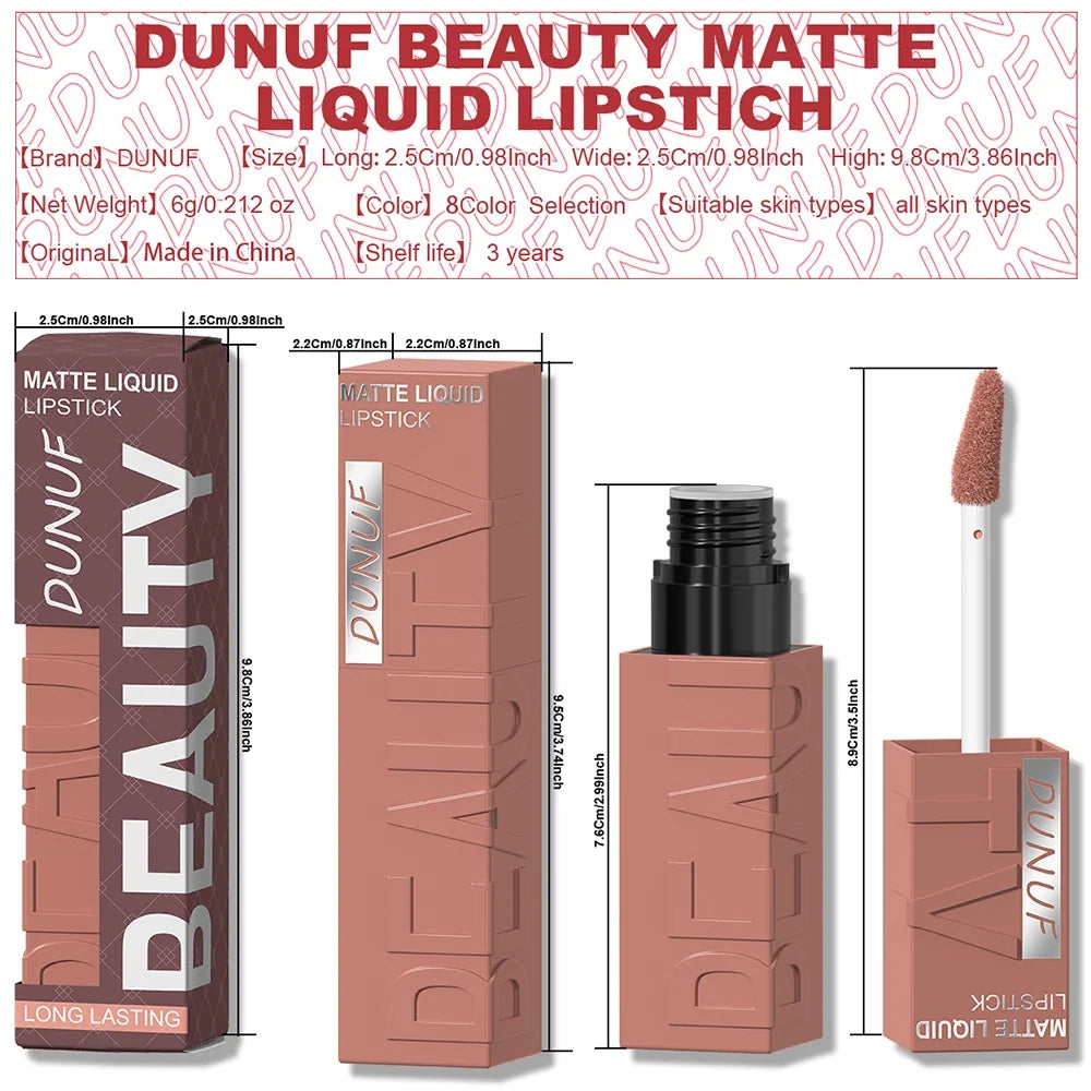 Matte Velvet Lipstick Lip Gloss Waterproof Smooth Long-Lasting Non-sticky Non-transfer Deep Red Nude Y2K Daily&Party Makeup Gift