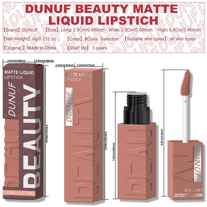 Matte Velvet Lipstick Lip Gloss Waterproof Smooth Long-Lasting Non-sticky Non-transfer Deep Red Nude Y2K Daily&Party Makeup Gift