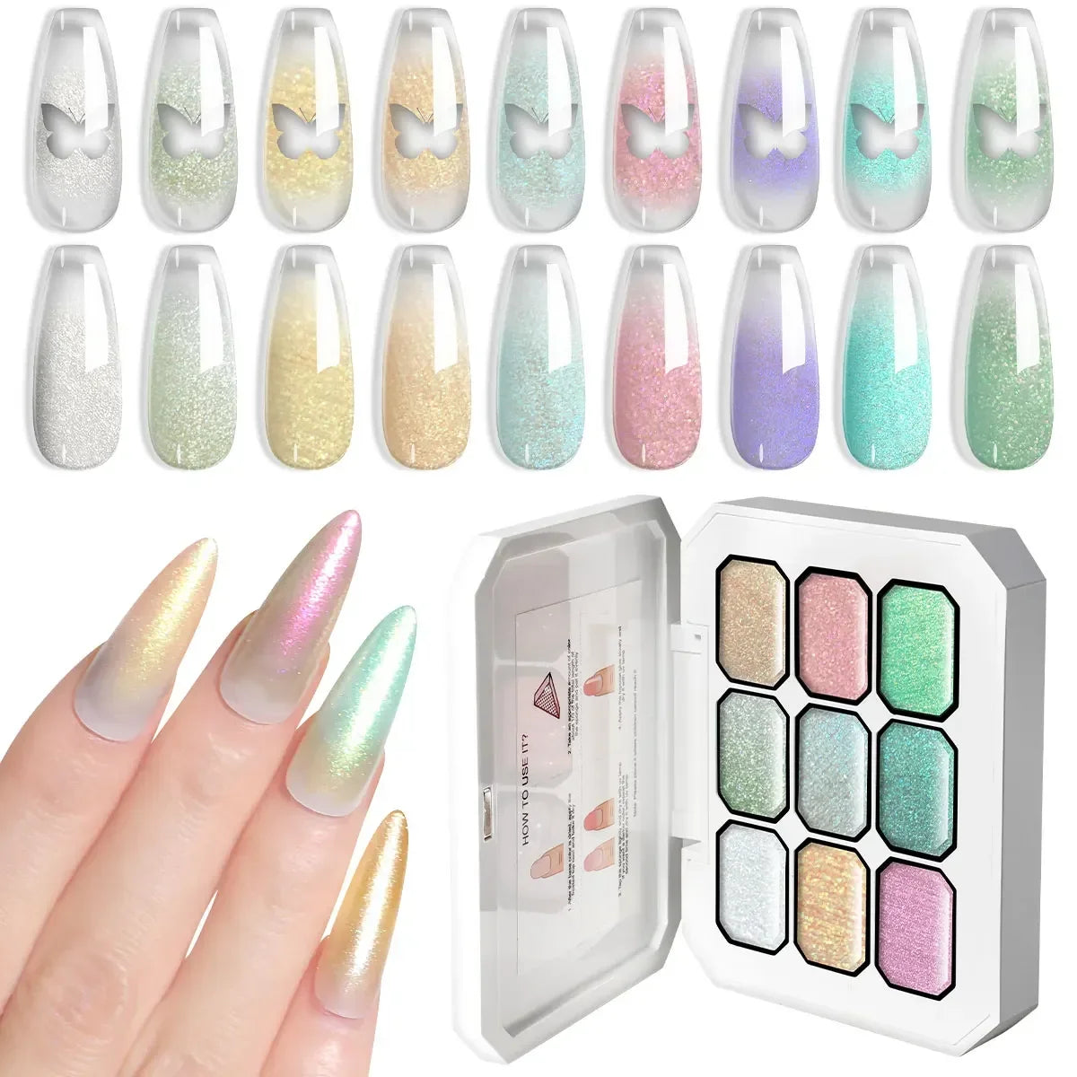 LIMEGIRL 7in1 Nail Gradient Painting Gel Long-lasting Nail Gel Polish Hybrid Color Nail Art Design High Texture Gradient Gel