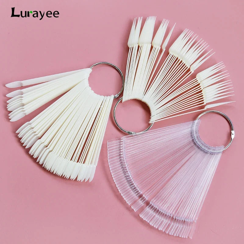 80/50/20pcs Nail Display Sticks Nail Swatch False Nail Tips Nail Gel Polish Practice Clear Display Board for Nail Art Tools