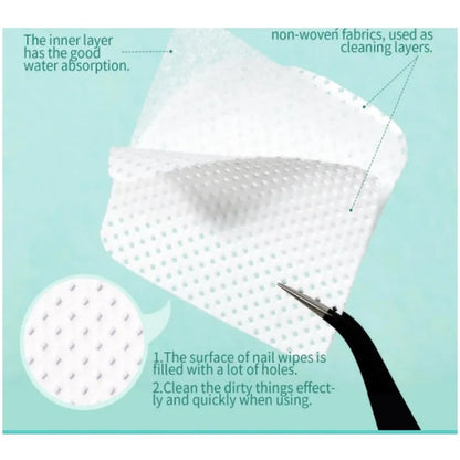 200 Pieces Lint-Free Nail Wipes Professional Eyelash Extension Glue Wipes Nail Polish Removal Wipes for Salon Use