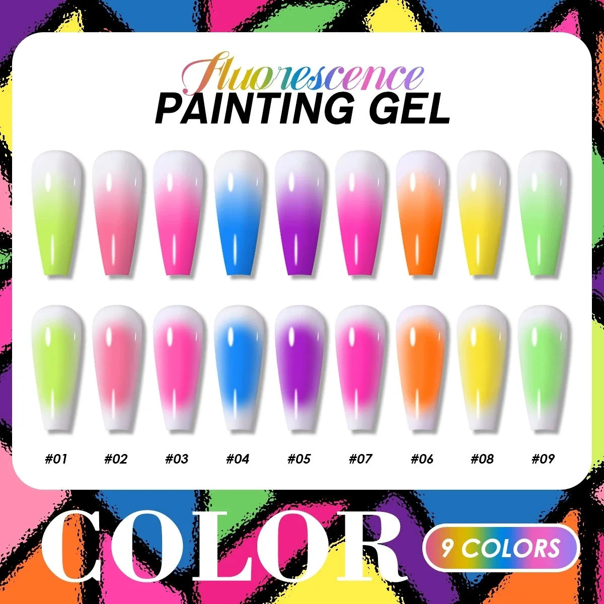 1pc Nine Grid Fluorescent Pat Gel Transfer Gel Rainbow Bright Colors High Saturation UV&LED Nail Polish Gel Salon DIY Y2K INS