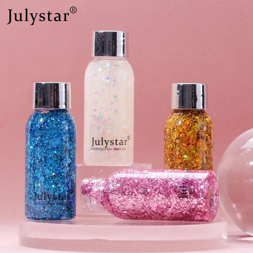 Glitter Eye Shadow Liquid Face Body Sequins Gel Long-Lasting Liquid Face Shimmer Multicolor For Party Music Festival Makeup 30ML