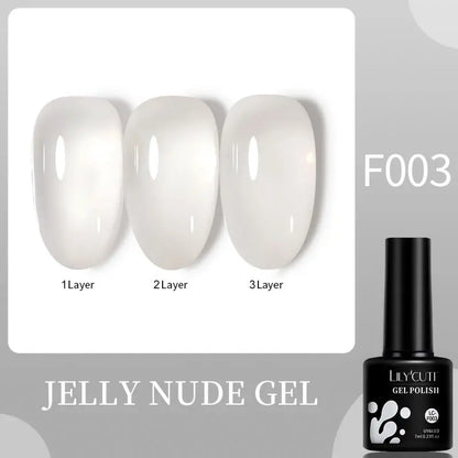 LILYCUTE 7ML Jelly Amber Gel Nail Polish Brown Crystal Translucent Dull Color Nail Art Gel Semi Permanent UV Gel Polish Varnish