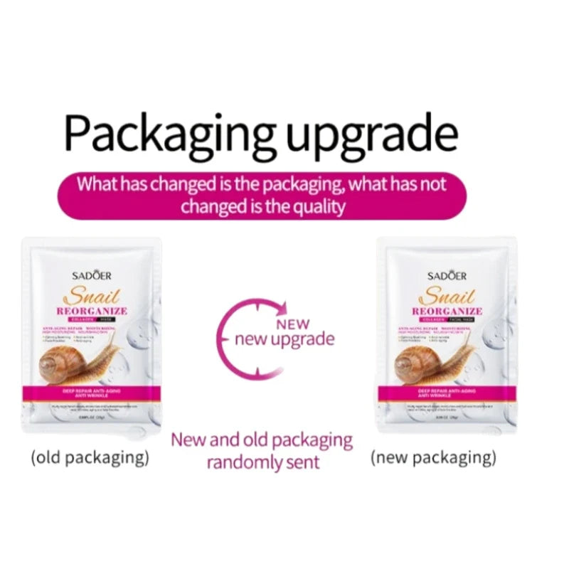 5-Piece Set of Sadoer Snail Collagen Mask, Firming and Moisturizing, Whitening and Hydrating, Facial Skin Care and Beauty Products