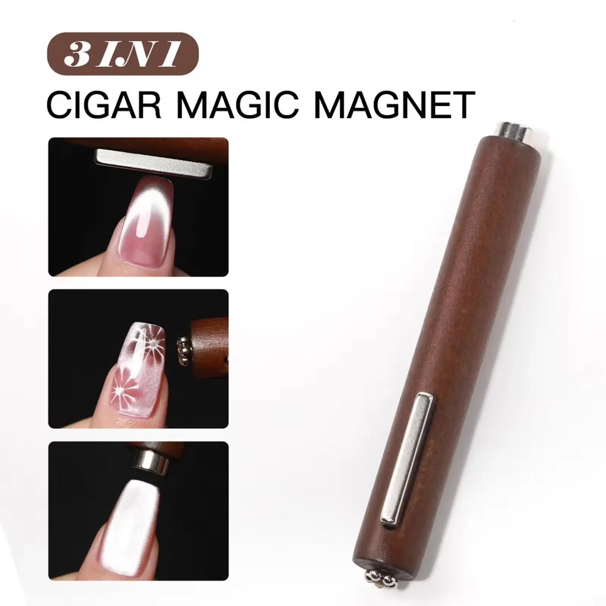 3 in 1 Cat Eye Nail Magnetic Stick Love Heart Snake Pattern French Cat Eye Nail Magnet UV Gel Polish Effect Manicure Design Tool
