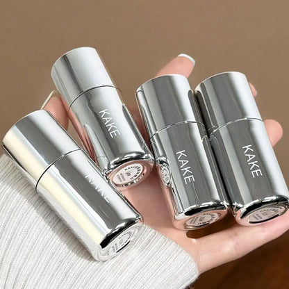 Assorted liquid blush sticks with sponge tips in shiny silver packaging
