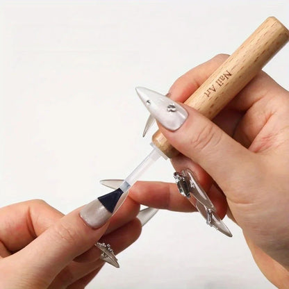 Professional Nail Art Brush Set Multi-Functional Nail Polish Brushes with Detachable Wooden Grip Nail Art Tools Nail Accessories
