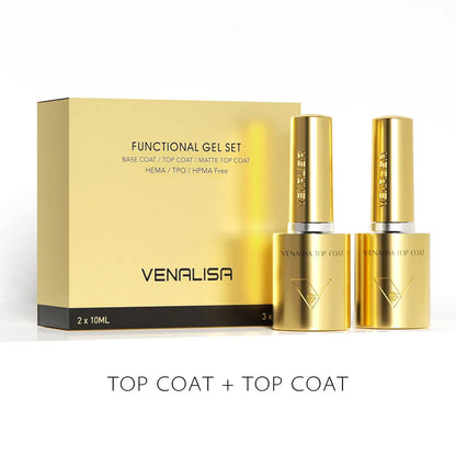 1/2/3pcs Kit Venalisa 10ml Nail Gel Polish HEMA/TPO Free Base Ultra Glossy Diamond Tempered Long Wear Top Coat Matt Gel Varnish